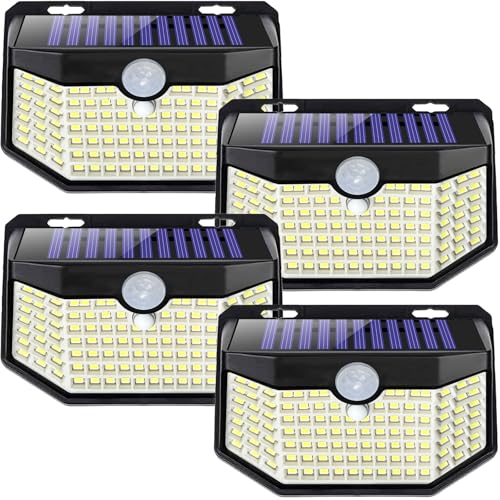 HMCITY Solar Lights Outdoor 120 LED 3 Lighting...