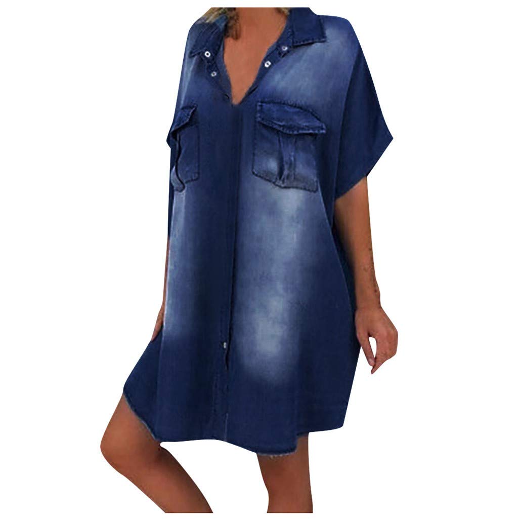 Dresses for Women UK, Maternity Dress for Photography Size 16 Off Shoulder Wrap Dress Women's Plus Size Asymetric Denim Dresses Batwing Short Sleeve Knee Length Dress Sale Clearance