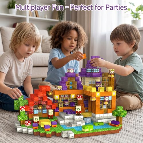 Image of Magnetic Blocks for Kids 3-5: 300 Pcs Magic Forest Building Toys with 48 Patterns - 0.8 inch Pixel Sensory Cubes for Creative Construction - Birthday Gift for Boys Girls Age 3 4 5 6 7 8 Year Old