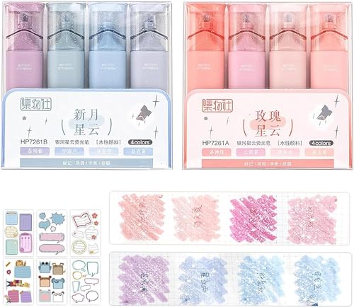 Opiniones y reviews de Glitter de Colores los preferidos por los clientes. 41 MMSZHL Nebula Color Glitter Highlighter, 8 Pcs Marcadores de Brillo, Resaltador de Brillo, Bolígrafo Flash Multifuncional para Bricolaje Diario para Tomar Notas Tomar Notas...