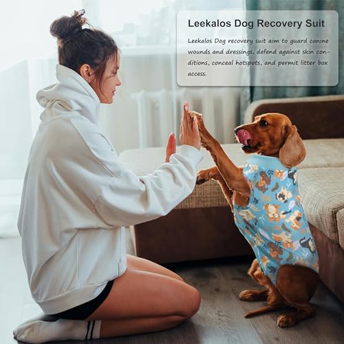 Image of Leekalos Recovery Suit for Dogs After Surgery,Soft Breathable Dog Bodysuit Surgical Recovery Suit,Male Female Dog Neuter Spay Suits Anti Licking Wounds Jumpsuits for Small Medium Large Dogs
