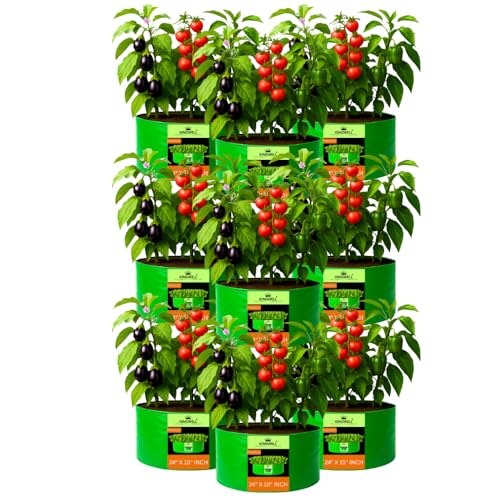 Image of Kingwell Grow Bag 24 X 15 INCH, PACK OF 9 For Terrace Garden Leafy Vegetable Plant Grow Bags Fruits Growing Containers For terrece Gardening (24 X 15 INCH, PACK OF 9)