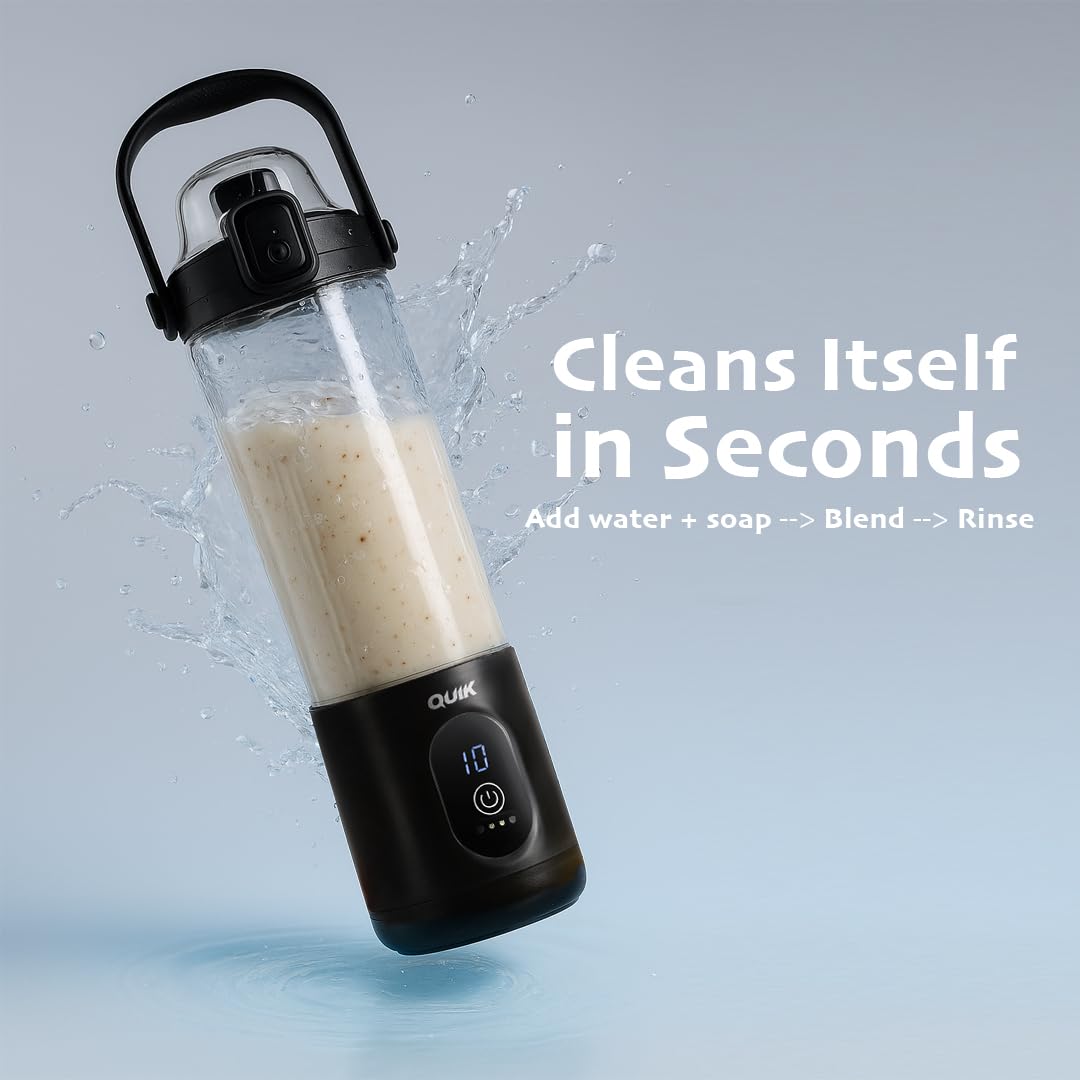 QUIK Mélangeur portable sans fil, 680,4 g, mélangeur personnel pour smoothies et smoothies, sans BPA, broyage de glace, passe au lave-vaisselle, étanche