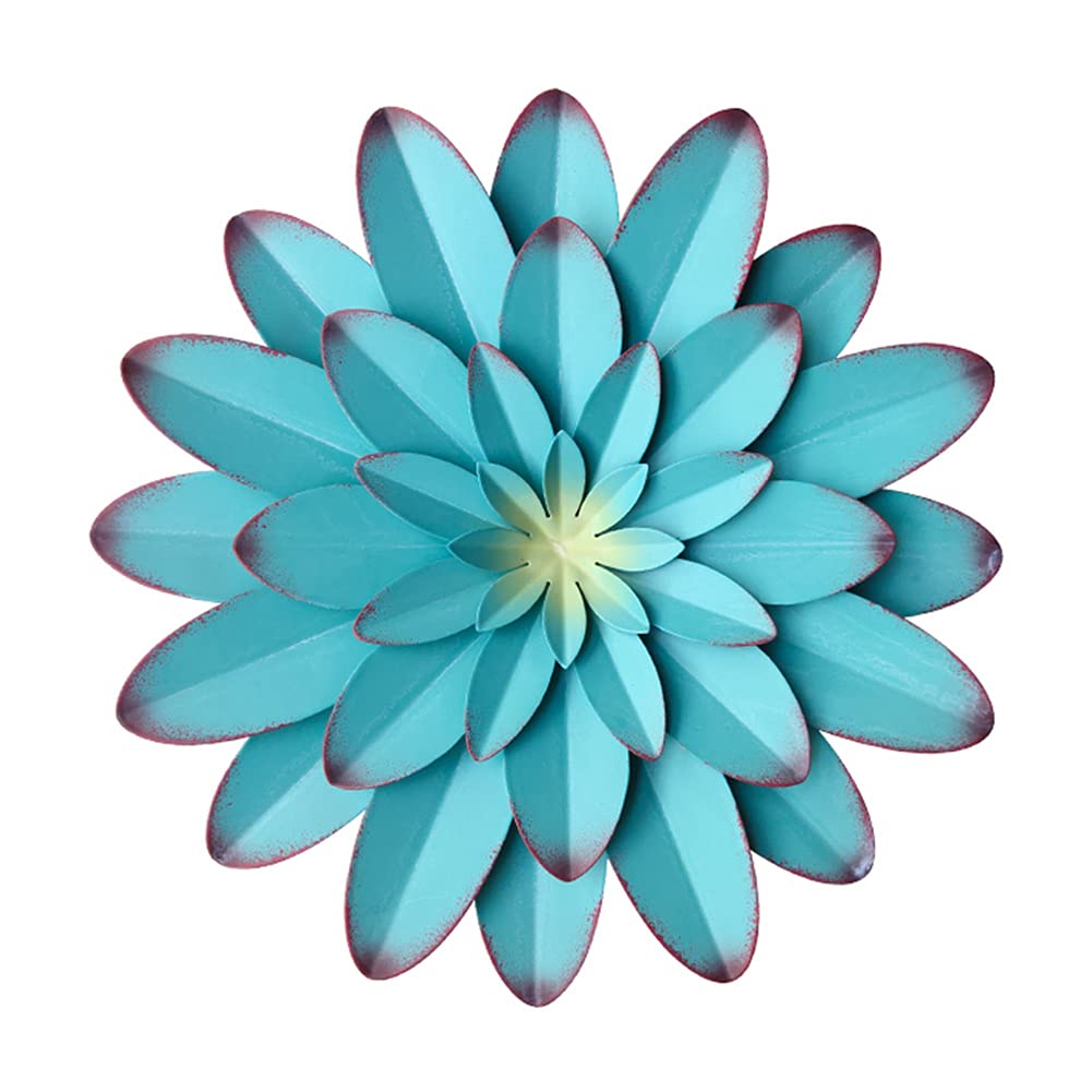 AHYS Wall Art Metal Wall Decor, 12Inch Blue - Indoor Outdoor Metal Flowers Wall Decor for Living Room Bedroom Bathroom Garden