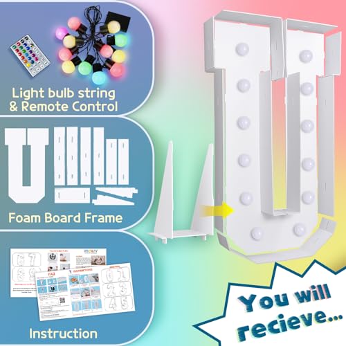 Image of Imprsv Colorful Marquee Letters 4 Feet Tall, Large Light up Letters U