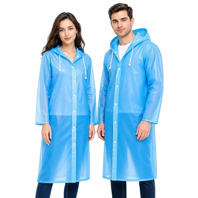 EVA Waterproof Unisex Rain Coat Hooded Full Sleeves Outdoor Men, Women, Boys & Girls Rainwear Poncho Raincoat for Camping, Hiking & Travelling (Universal Size,1 Pc Random)-image-27