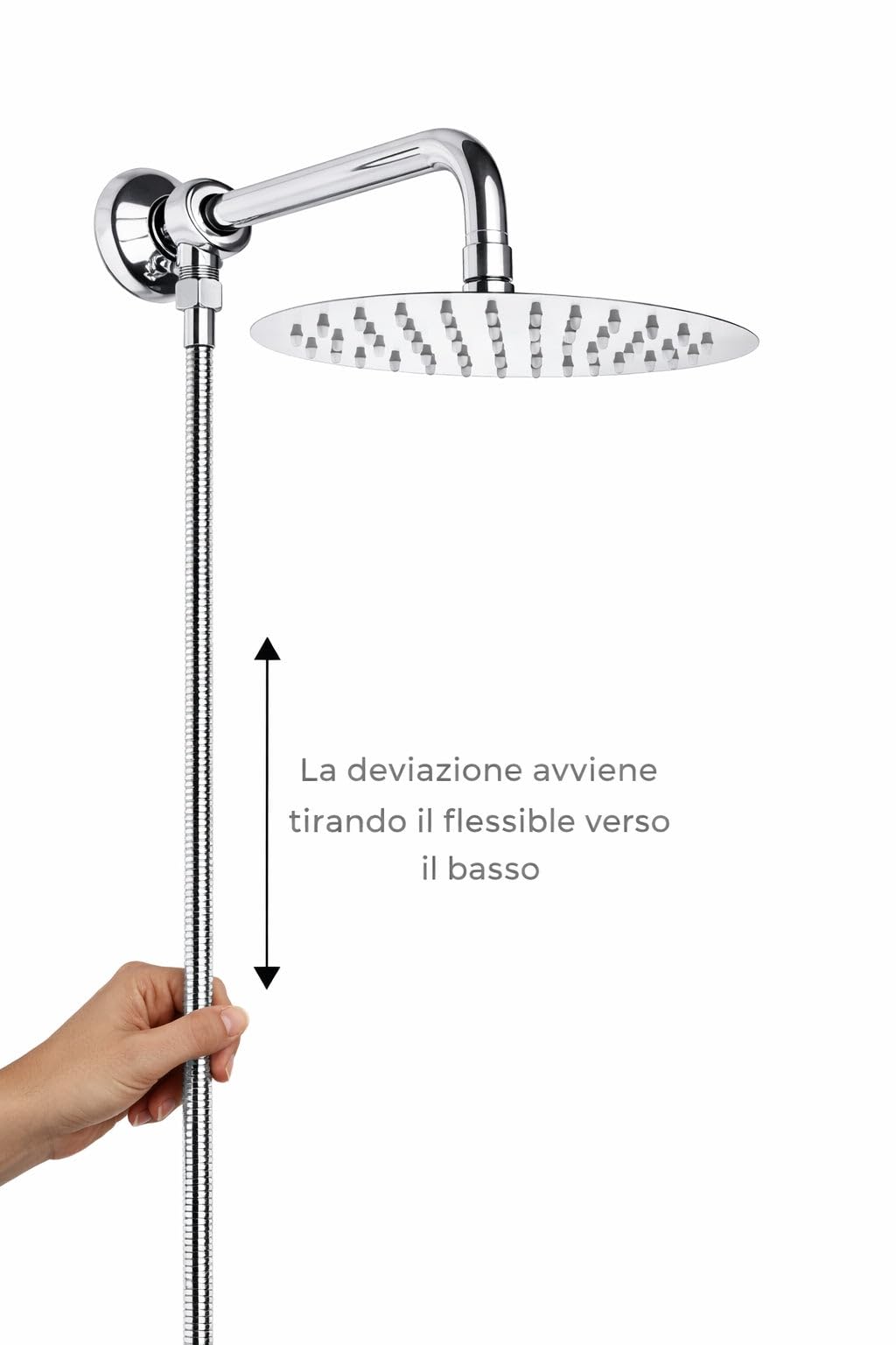 BagnoClic Kit ducha desviador a presión con alcachofa Minimal y brazo 30 cm