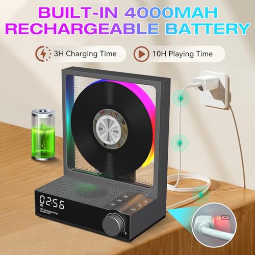 Image of HOTT Portable CD Player,Retro Bluetooth 5.3 CD Players for Home,Music Player with HiFi Speaker,4000mAh Recheageable /Remote Contro /RGB Night Light /Sleep Timer /U Disk /Micro SD /AUX Desktop CD Players