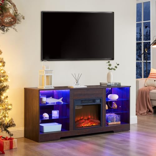 QSOSTNS Fireplace TV Stand with 18