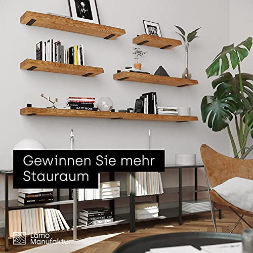 LAMO Manufaktur houten wandplank met natuurlijke rand, Basic wandplank, Rustiek / Zwart 50cm, LW-01-A-003-50LS - Image 6