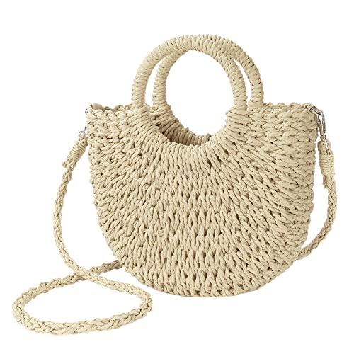 Barabum Beach Bag,Womens Straw Woven Crossbody Shoulder Bags Top Handle Satchel Handbag Purse for Summer