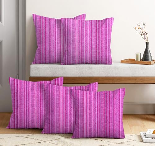 Image of nissi Cotton Plain Cushion Covers, 18x18 inches, Set of 5, (5, Pink, 18x18 inches)