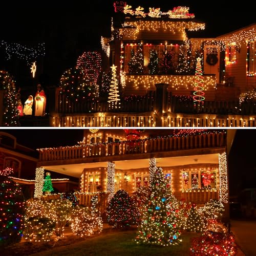 Twinkle Star Christmas Tree Lights Indoor Outdoor, 20m 200 LED Fairy Lights Plug in with Timer/Remote Control/8 Modes/Dimmable, Waterproof String Light for Garden Xmas Decorations, Warm White - Image 6