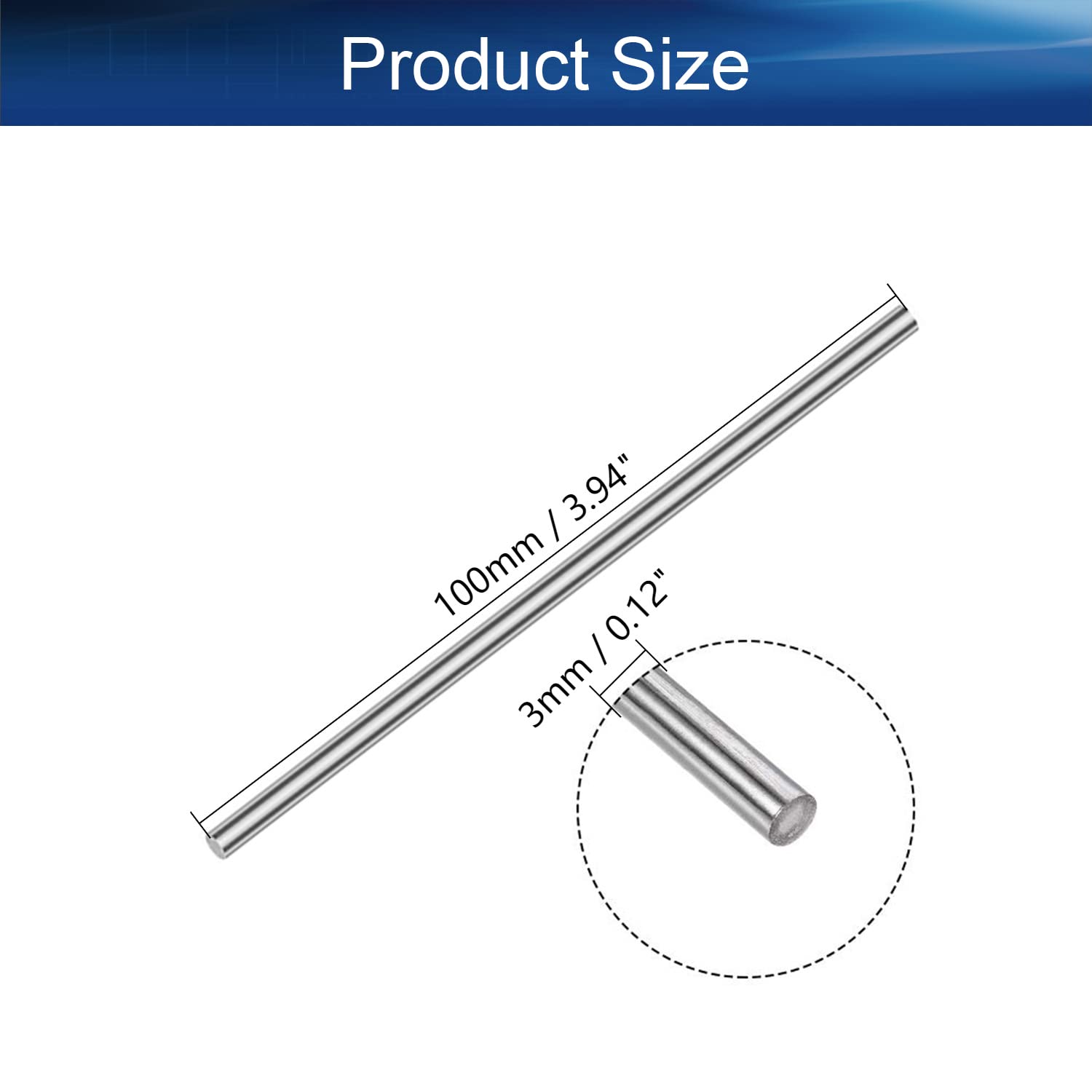 Auniwaig Okrągły pręt stalowy o średnicy 3 mm do 100 mm długości HSS, narzędzie tokarskie do wału zębatego wiertarki, tokarki, wytaczarki, miniaturowej osi, trzpień cylindryczny, narzędzie