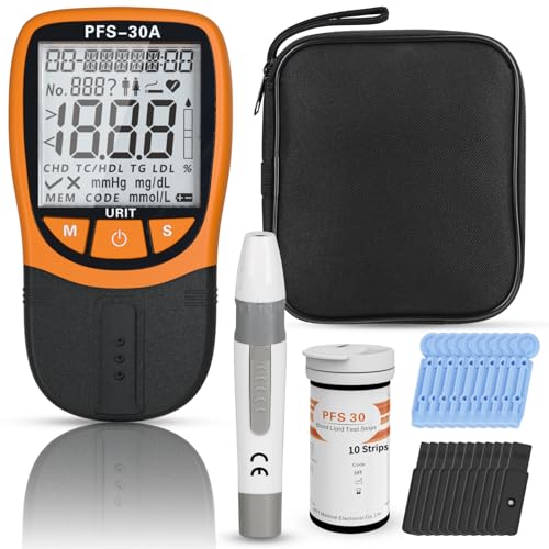 5- in-1 Lipid Test Kit, Cholesterol Test Kits, Cholesterol Tester Meter Kit at Home, (All-in-One 10ea x Profile 5-in-1 Lipid Test Strips Included)