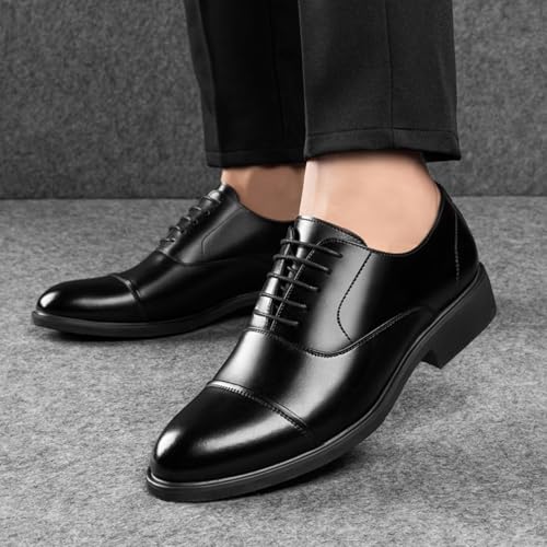 Faux Patent Leather Tuxedo Shoes Lace Up Men's Classic Oxfords Anti-Slip Business Work Dress Shoes for Dating Prom Work2