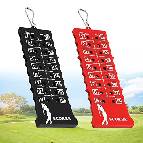 Contadores de Golpes para Golf de 18 Hoyos - Tableros de Puntuación para Entrenamiento, Práctica y Competición, 2 Unidades (Negro y Rojo) miniatura 1