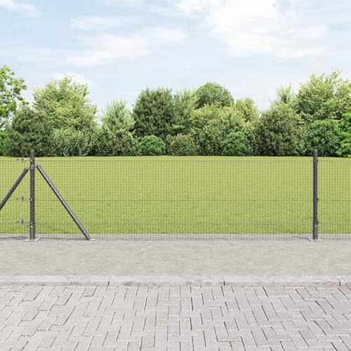 Générique Clôture avec poteaux Gris 0.4 x 10 m Acier,Clôtures & barrières, Panneaux de clôture,3352504