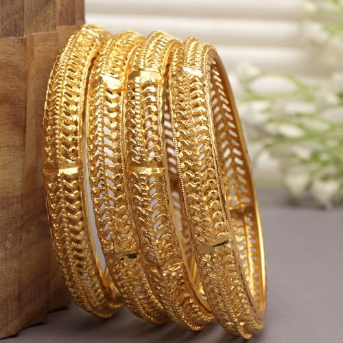 Set of 4 Plated Traditional Handcrafted Bangles (2.6)