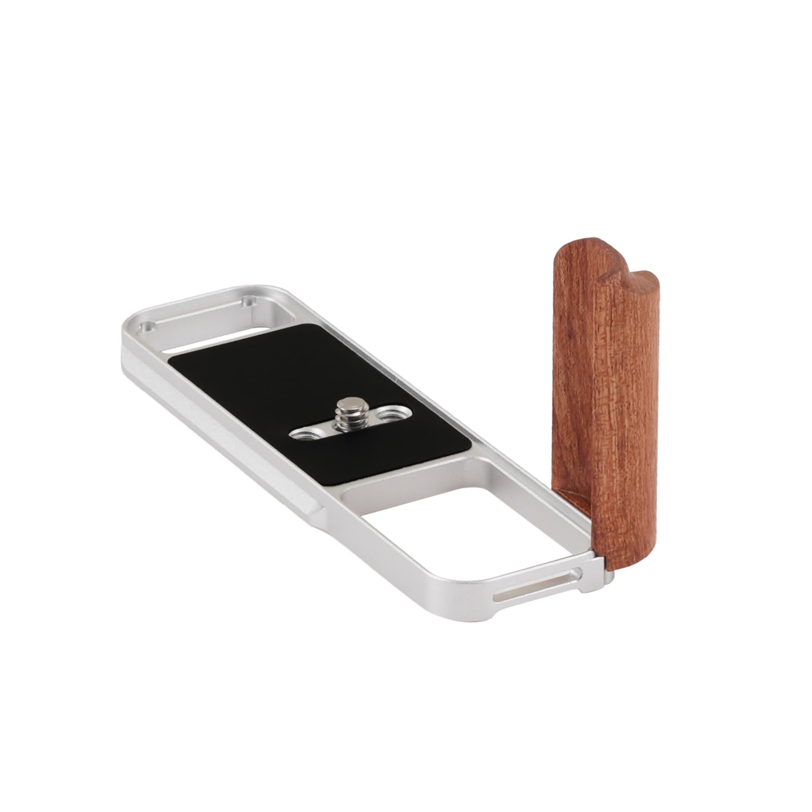 FOTGA Mango lateral de madera X-E5 ligero en forma de L para cámara Fujifilm X-E5 XE5, con soportes de 1/10.2 cm-20, placa de montaje de trípode Arca Swiss de liberación rápida (plata)