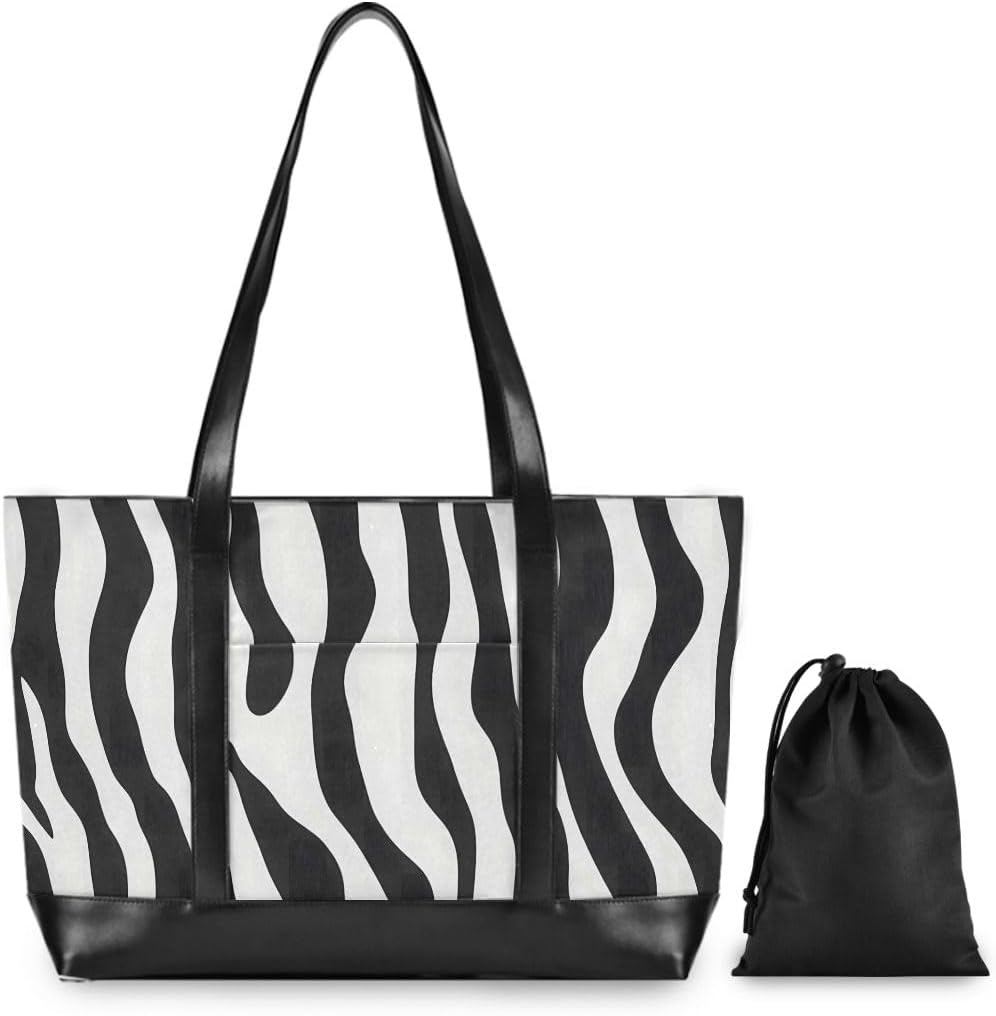 ALAZA Zebra Print Laptop Tote Bag for Woman 15.6 inch Laptop Organizer Bag Teacher Work Purse