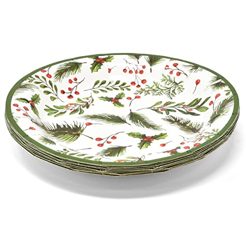 Christmas Party Supplies Tableware Set Serves 24 Holiday Disposable Dinnerware with Plates Cups and Napkins Festive Seasonal Holly Design for Christmas Celebrations – Image 7