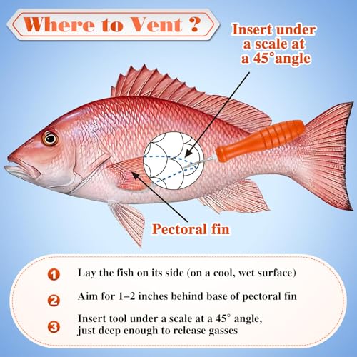 Image of Feekoon Fish Venting Tool, Venting Kit for Deep Sea Fishes with Stainless Steel Needle, Fishing Tackle for Saltwater Fishing Fish Release and Return (Patented)