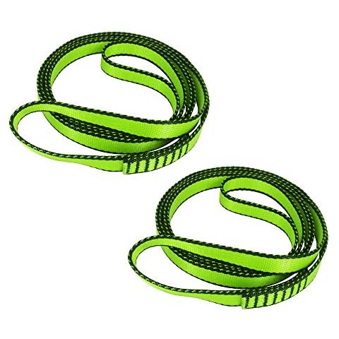 FOSER 18mm Nylon climbing sling Runner, 23KN Nylon Rope,Apply to Rock Climbing, Mountaineering, Hiking, Downhill, Emergency Equipment, etc (Green(2pcs), 60cm/24inch) Cover