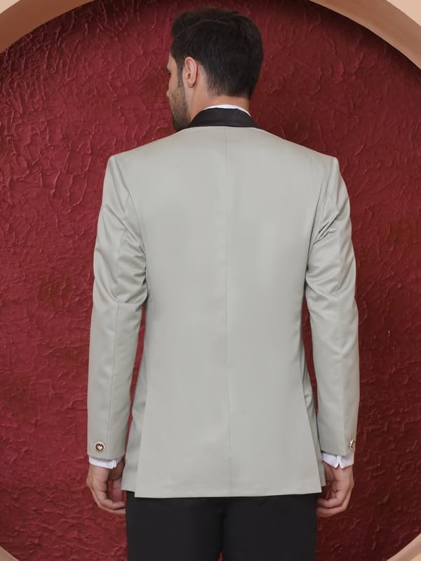 Image of FAVOROSKI Tuxedo Blazer for Men with 2 Pockets | Rayon Slim Fit Blazers | Ethnic Wear Tuxedos | One Button Solid Tuxedo Blazers in Shawl Collar | Blazer for Wedding, Festive, Formal