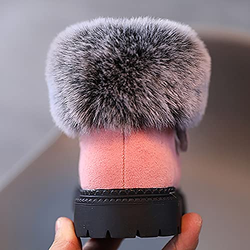 EnJoCho Kids Baby Girls Warm and Soft Shoes Princess Shoes Hairball Cotton Boots Snow Boots Snow Shoes for Children 1-12Y (Pink-a#NBV, 3-3.5 Years)3