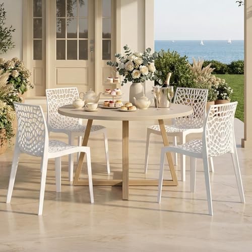 WOOW DEPOT Outdoor Patio Chairs Plastic Stackable Dining Chairs All Weather