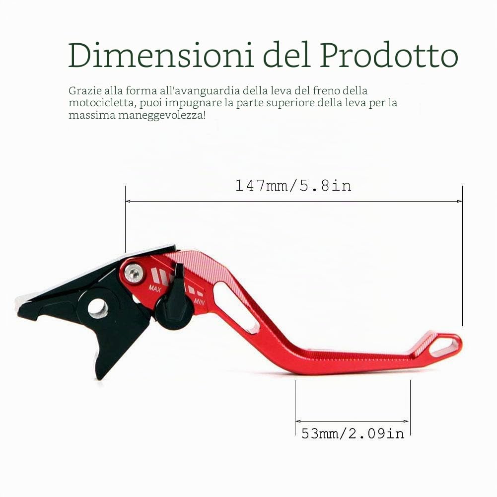 Breve Freno Frizione Leve Regolabili Compatibile con Yamaha YZF-R125/125R 2014-2020 MT-125 2014-2020 Rosso