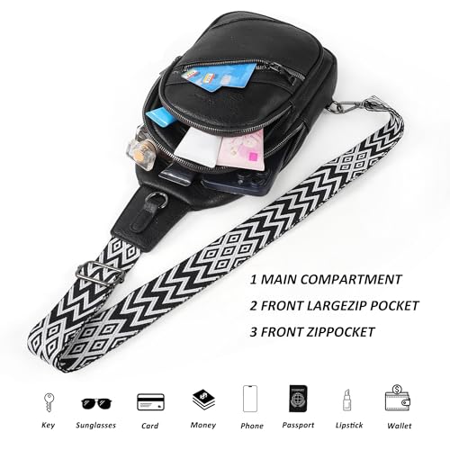 Image of TANTOMI Sling Bag Crossbody Bags for Women Leather Cross Body Bag Trendy Fanny Pack Chest Travel Purse with Adjustable Strap