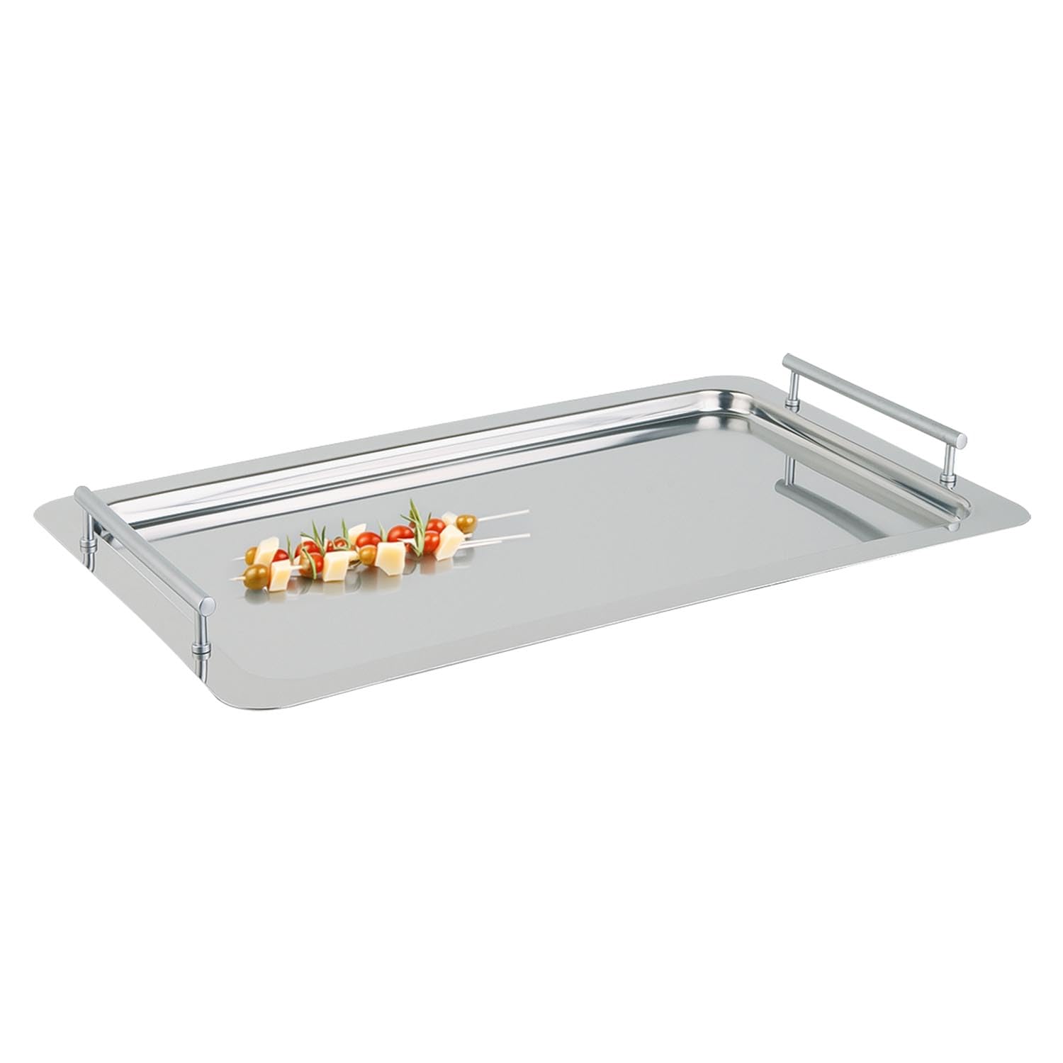 APS vassoio GN 1/1 - Classic - 53 cm x 32,5 cm impilabile in acciaio inox, manico satinato con bordo liscio e pezzi saxobuy