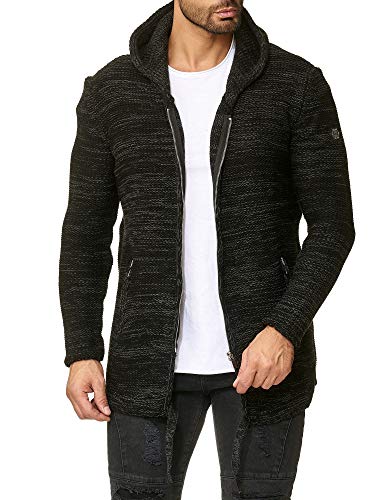 Redbridge Hommes Cardigan à Capuchon Asymétrique Oversize Pull Veste en Tricot,Noir,S