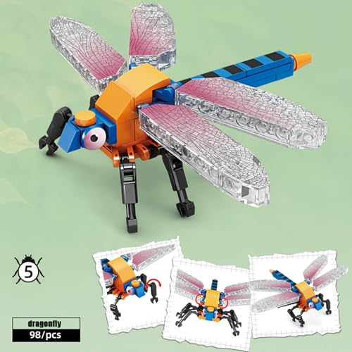 Image of Mini Insect Building Blocks Toy Insect Collection Building Block Set Insects Collection Building Blocks Bugs Toy Building Sets for Kids 6+ (Dragonfly)