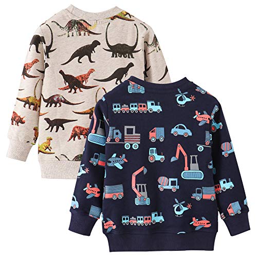 Image of Toddler Boys Crewneck Sweatshirt, Cotton Long-Sleeve Pullover Cartoon Print
