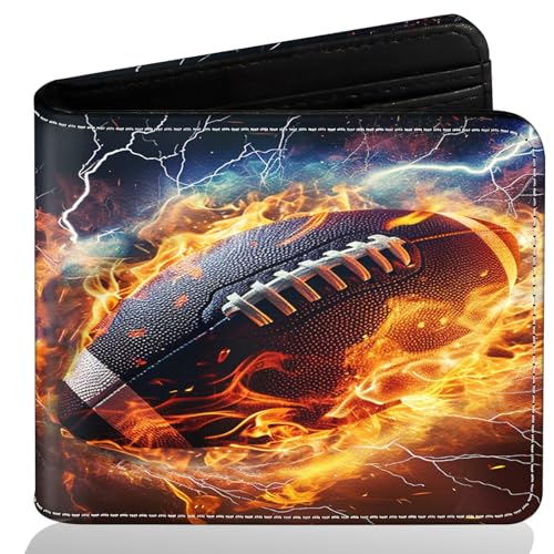 Image of Boys Wallet for Teens, Cool Kids Football Wallet for Boys Ages 8-10 9-12 11-15, Funny Leather Bifold Rfid Blocking, Coin Pocket Id Window for Teen Men Youth Guys Birthday Christmas Gifts