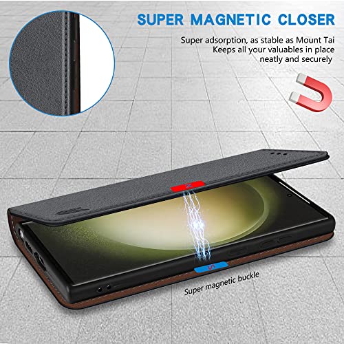 Image of ZZXX for Galaxy S23 Ultra Wallet Case Strong Magnetic 6.8 inch,Grey