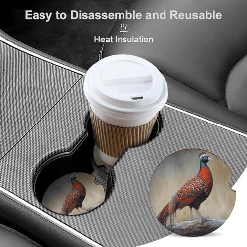 Portavasos de madera para coche, 2 unidades, diseño Red Pheasant miniatura 4