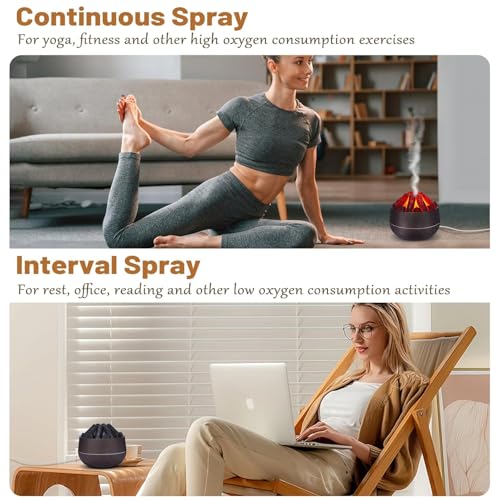 Image of Bedroom Humidifier for Sleep Essential Oil Diffuser with Flame Effect Night Light Ultrasonic Cool Mist Air Quiet USB Auto Shut Off Aromatherapy Diffuser (Charcoal Fire Humidifier)
