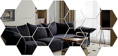 MCLEULLA 12 Pcs Acrylic Mirror Wall Stickers Hexagon Plastic Wall Stickers for Home Decor Living Room Bedroom Over Sofa or TV Gold (silver) - Cosy Home Interiors MCLEULLA 12 Pcs Acrylic Mirror Wall Stickers Hexagon Plastic Wall Stickers for Home Decor Living Room Bedroom Over Sofa or TV Gold (silver) - Image 6