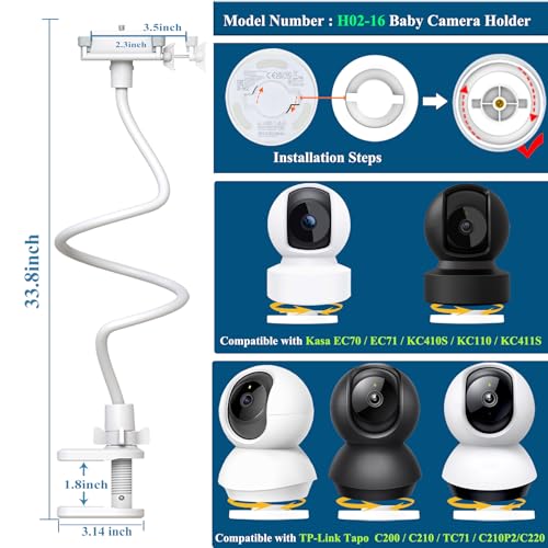 Support moniteur bébé pour caméra Tapo C220 évitant les chutes et angles morts - 3