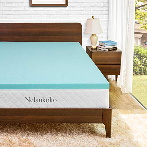 Nelaukoko 3 inch Mattress Topper Twin Memory Foam Mattress Pad, Ventilated Gel Single