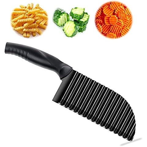 DEAMOS Wellenschneider, Kartoffelschneider, Pommesschneider, Edelstahl Crinkle Chip Cutter, Wellmesser, Wellenmesser für Gemüse Cover