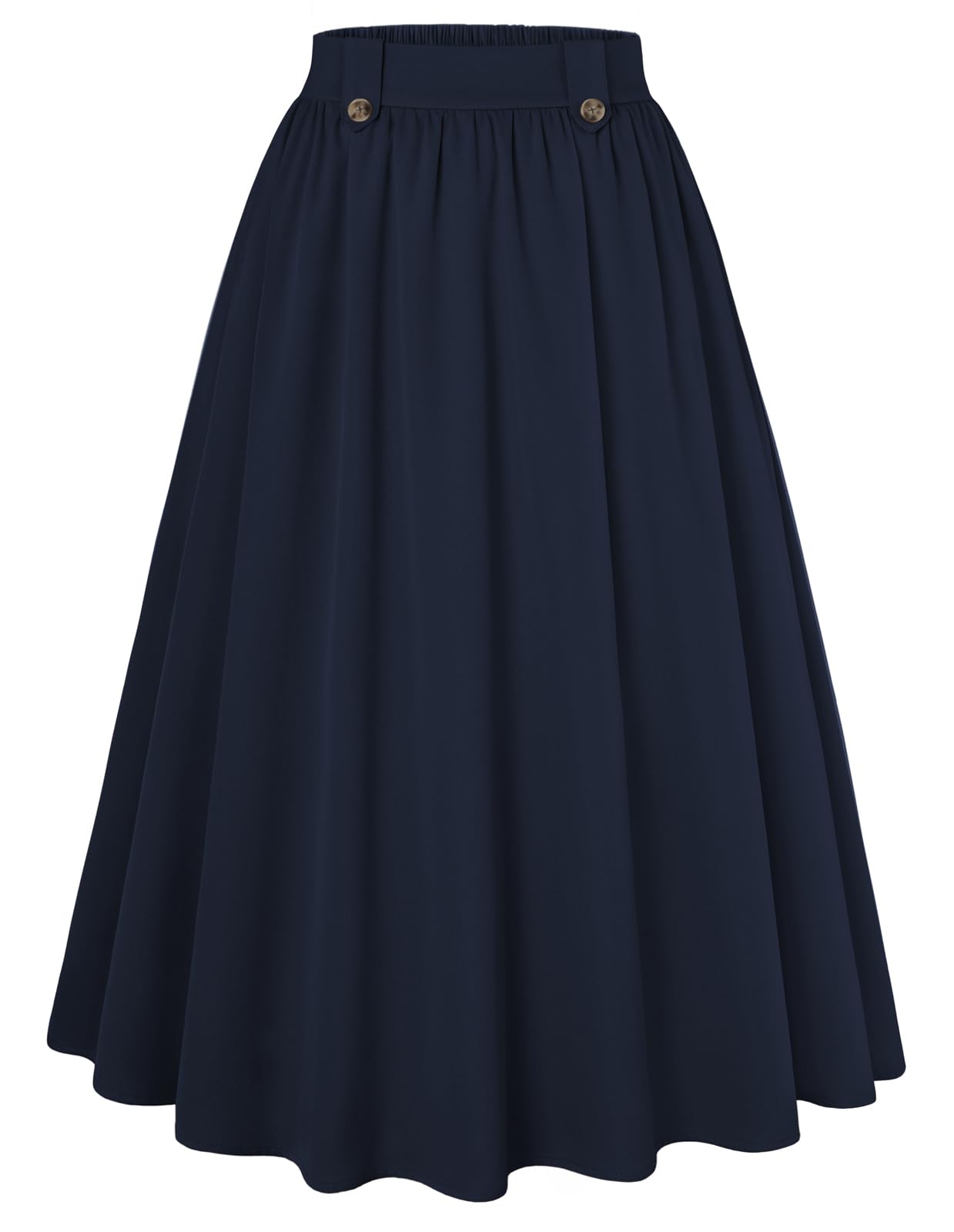 Belle Poque Womens Midi Skirt with Pockets Vintage A Line High Waisted Flowy Pleated Swing Skirts for Office