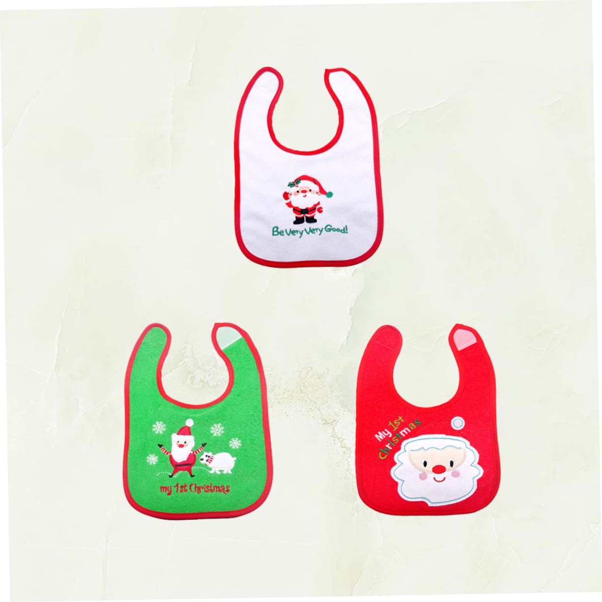 Abaodam 9piezas Baberos De Diseño Navideño De Santa Claus Bolsillo Recolector y Divertido Alimentación Dentición