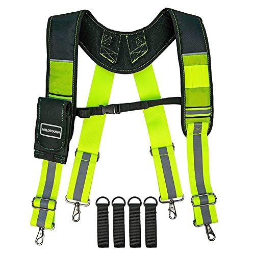 Consejos y reviews para comprar Herramientas de taller mecanico los 7 más buscados. 33 MELOTOUGH - Tirantes de cinturón de trabajo para cinturón de herramientas y tirantes acolchados para construcción, Lima reflectante, Large