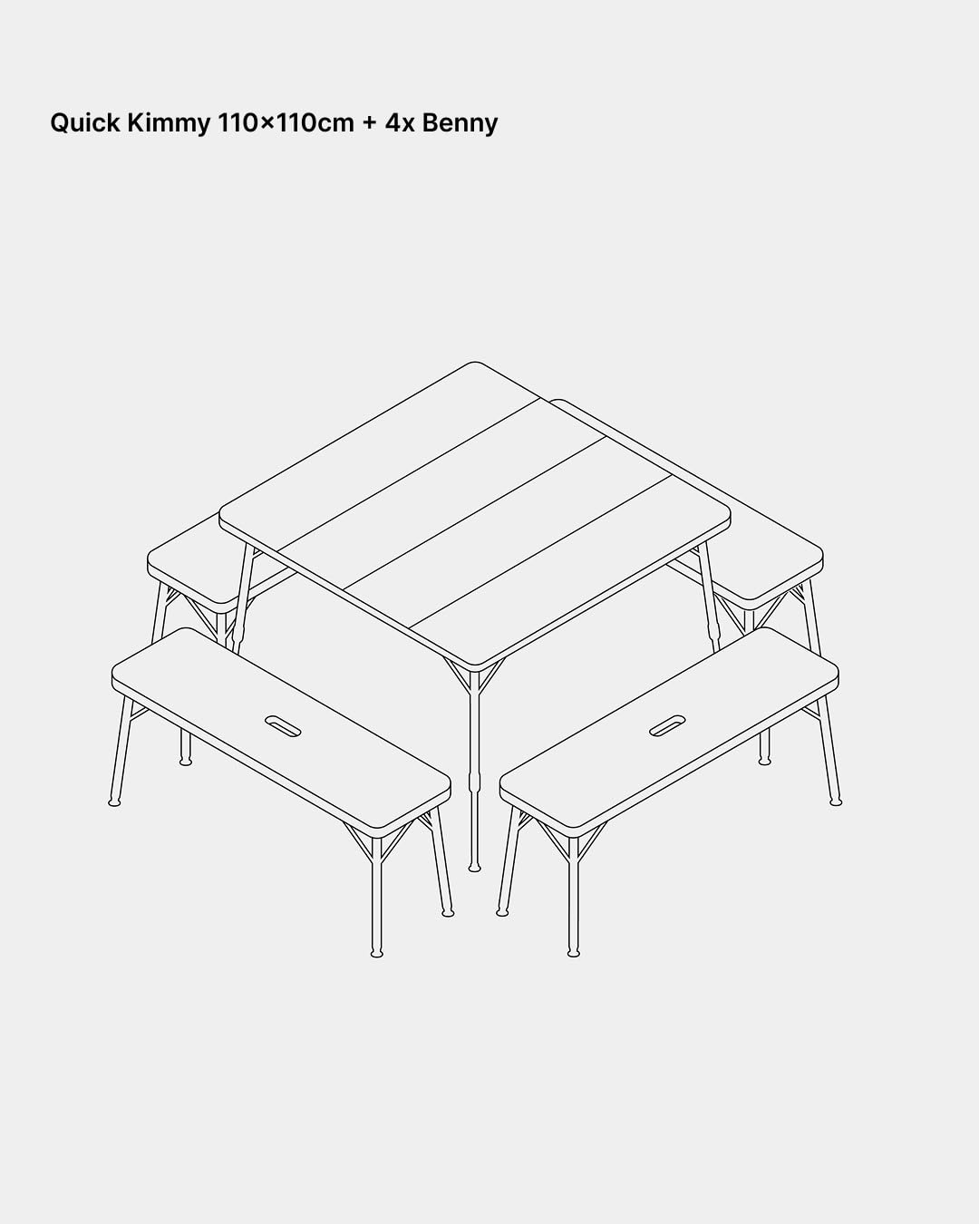 qeedo Quick Kimmy - différentes Tailles - Tables de Camping pour l'extérieur en Aluminium et Bambou, Pliables, réglables en Hauteur, compactes, légères, Stables et Robustes - 2/4 / 6 Personnes