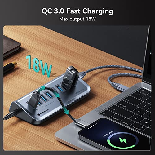 Yottamaster-USB-30-Hub-8-Ports-with-18W-Charging-Powered-USB-Hub-with-DC-12V3A-Power-Adapter-Type-C-to-USB-Data-Splitter-for-Laptop-iMac-Surface-Pro-Flash-Drives-Mobile-HDD-32ft